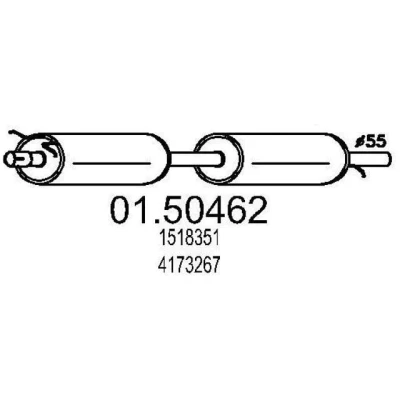 Abbildung von MTS 01.50462 Mittelschalldämpfer 1245 FORD: Transit Mk5 Kastenwagen, Bus
