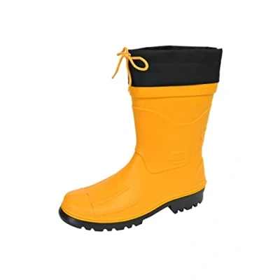 Abbildung von MADSea Herren Jungen Gummistiefel Nils Hannes Halbhoher wasserdichter, ungefütterter Regenstiefel mit verschnürbarer Nylonstulpe, gelb/schwarz, 42