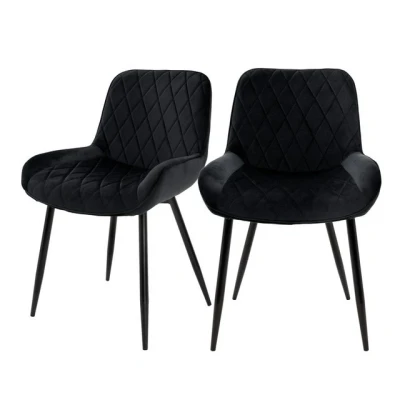 Abbildung von ML DESIGN Stuhl Esszimmerstuhl mit Rückenlehne, Polsterstuhl Metallbeinen (2 St), Küchenstuhl Samtbezug Schwarz Ergonomischer