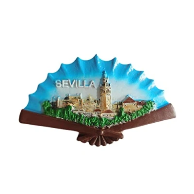 Abbildung von Wedare Magnet Sevilla Spanien 3D fächerförmigen Kühlschrankmagnet Souvenir Harz Sammlung, Geschenk Magnetic Sticker Home Küche Dekoration