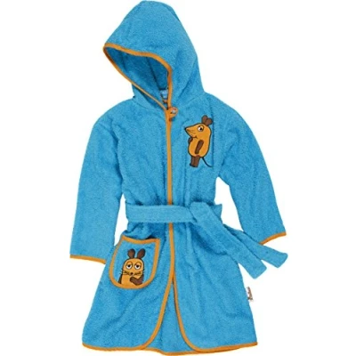 Abbildung von Playshoes Unisex Kinder Frottee Bademantel Morgenmantel, aquablau Die Maus, 98/104