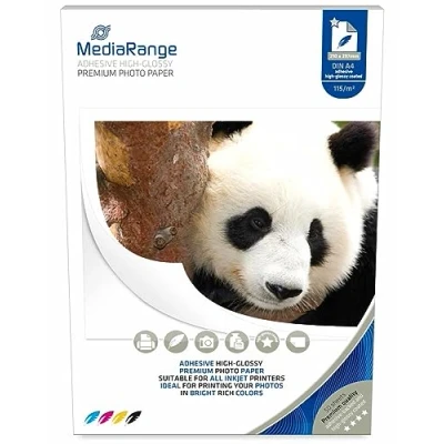 Abbildung von Mediarange Fotopapier 50 Blatt DIN A4 glossy einseitig 115 g/m² Rückseite klebend