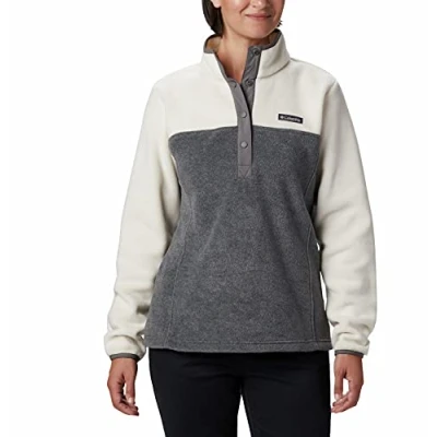 Abbildung von Columbia Damen Benton Springs Half Snap Pullover Fleecejacke, City Grey Heather/Kreide, Small Petite