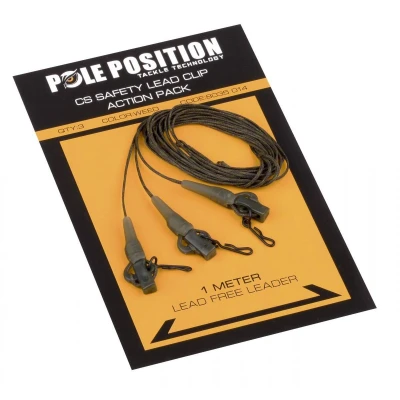 Abbildung von Pole Position CS Leadclip + Leader Action Pack Weed 45lb 1m (3 Stück) Karpfen Vorfächer
