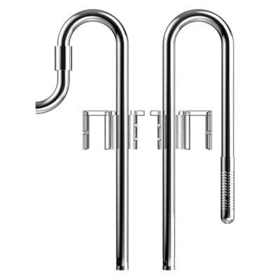 Abbildung von FZONE Edelstahl Aquairum Lily Pipe 16/22mm Filterrohr Zu und Abfluss für Aquarium Pflanzenbecken, mit Acrylrohr Fixierer