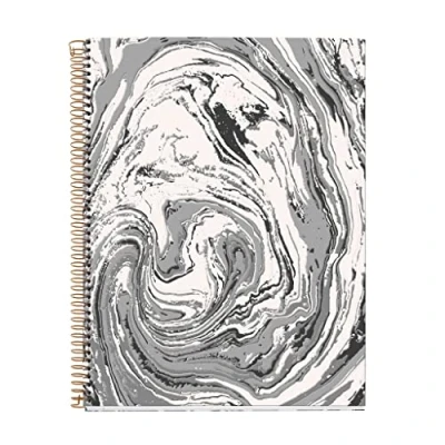 Abbildung von Miquelrius A4 Notizbuch, 4 farbige Streifen, kariert 5 x mm, 120 Blatt 70 g/m², Spiralbindung, Kollektion Black ort White, Marmor