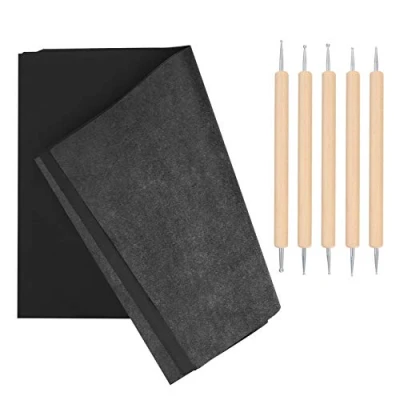 Abbildung von 100 Blätter Carbon Papier Schwarz, Kohlenstoff Überweisungs Papier, Kohlepapier A4, Graphitpapier, Transferpapier Pauspapier, Durchschreibepapier mit Prägestift Embossing für Zeichnung, Skizzierung