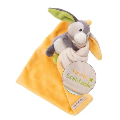 Abbildung von Nici Schmusetuch My First NICI, mit Kuscheltier Esel, Kleines Schlitzohr, aufgestickter Botschaft