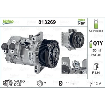Abbildung von VALEO 813269 Kompressor DCS 12 PAG 46 R 134a mit Kompressoröl NEW ORIGINAL PART SUZUKI: Grand Vitara 2 SUV