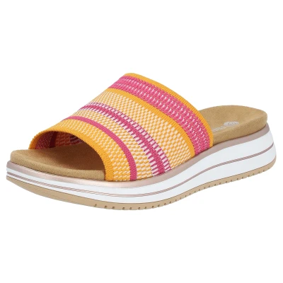 Abbildung von Remonte Pantolette, Keilabsatz, Sommerschuh, Schlappen mit praktischem Gummizug