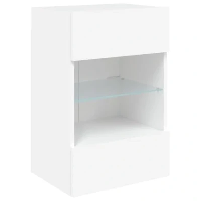 Abbildung von vidaXL TV Wandschrank, Schrank mit viel Stauraum, Wandmontage Fernsehschrank LED Leuchten, Hängeschrank Möbel Ständer, Modern, Weiß