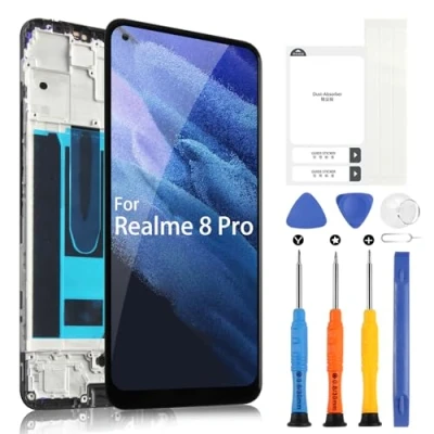 Abbildung von ARSSLY LCD Display für Realme 8 Pro RMX3081 / 4G RMX3085 6,4 Zoll Digitizer Touchscreen Assembly mit Werkzeugen (Schwarz Rahmen)