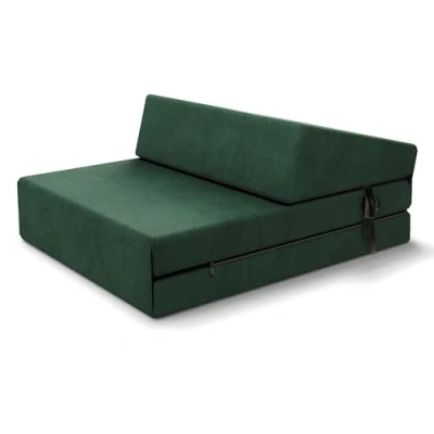 Abbildung von FDM Klappmatratze Suzi Mini 70x200 cm Kaltschaum Gästematratze Höhe 9 Härtegrad H3 Öko Tex Allergikergeeignet Bezug Trinity Waschbar dunkelgrün