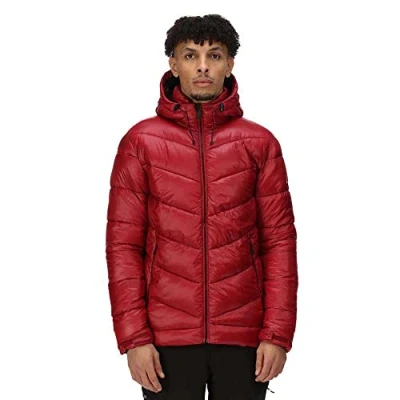 Abbildung von Regatta Toploft II Herren Daunenjacke mit Kapuze, Größe L, Dunkelrot, dunkelrot