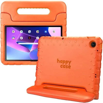 Abbildung von HappyCase Kinder Tablet Hülle Geeignet für Lenovo Tab M10 Plus Gen 3 (10.6) Kinderfreundliche Schutzhülle Kinderhülle mit Griff und Ständer Orange