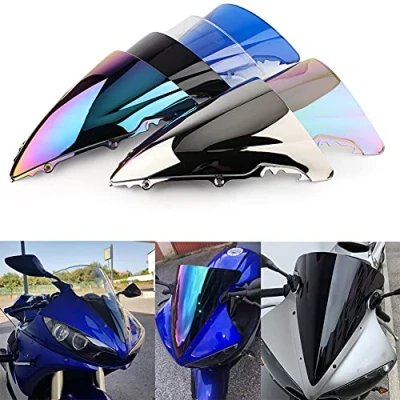 Abbildung von Motorrad Double Bubble Windabweiser Windschutzscheibe Für Yamaha YZF 600 R6 2003 2004 2005 (Transparent)