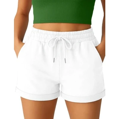 Abbildung von Smith &amp; Solo Kurze Hose Damen Shorts Sommer Hosen, Laufhose Kurz Sporthose, Trainingshose Sportshorts Women Laufshorts (Weiss, 2XL)