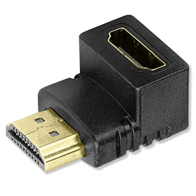 Abbildung von OcioDual HDTV 1.4 Winkel Stecker auf Buchse Adapter Schwarz 90 Grad Abgewinkelt Winkelstecker Winkeladapter XHD 4K Full HD 1080p