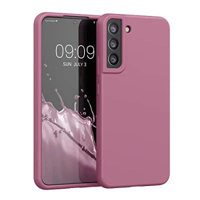Abbildung von kwmobile Hülle kompatibel mit Samsung Galaxy S22 Plus gummierte TPU Silikon Handyhülle Schutzhülle für kabelloses Laden Case in Dark Rose