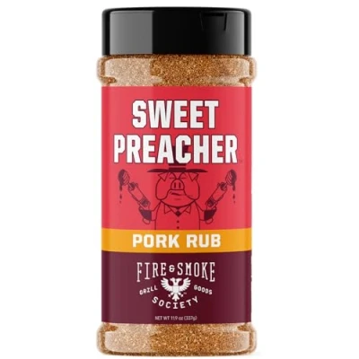 Abbildung von Fire &amp; Smoke Society Sweet Preacher Pork Rub Grillgewürz zum Räuchern und Grillen von Fleisch Pulled Ribs Chops, Geflügel, Huhn, Rind, trockene BBQ Reiben Gewürze XL 340 ml
