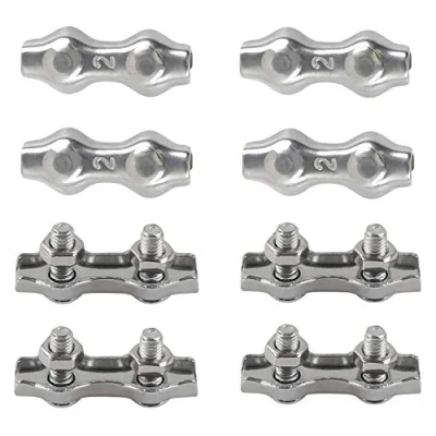Abbildung von M2 Duplex Klemme Drahtseilklemme Bolt Edelstahl 304 Seilklemme für 2mm Drahtseil Stahlseil Wäscheleine, Markise fixiert 8Stück