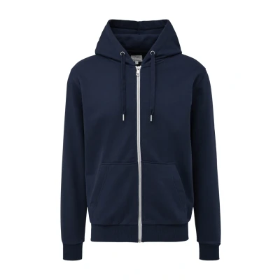 Abbildung von QS MIT Rippsaum Sweatjacke, Herren, Größe: Large, Tiefblau