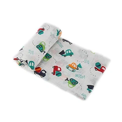 Abbildung von G Tree Muslin Babydecke Girls „Spielzeug Auto Druck“ Swaddle Decken große Größe 47 „x 47“ Mulltuch perfekte Babyparty Geschenke
