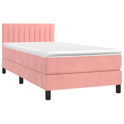 Abbildung von vidaXL Bett Boxspringbett mit Matratze Rosa 100x200 cm Samt