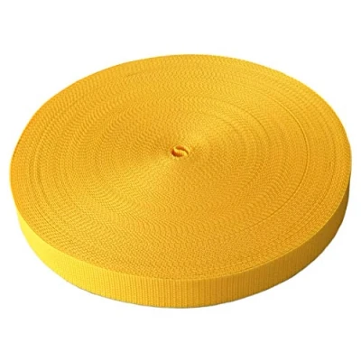 Abbildung von Schnoschi Gurtband Polypropylen 50 Meter lang viele Verschiedene Breiten und Farben 10mm 15mm 20mm 25mm 30mm 40mm mm (dottergelb, 20 mm)