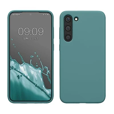 Abbildung von kwmobile Hülle kompatibel mit Samsung Galaxy S23 Plus dünnes Silikon Handy Case stoßfeste Handyhülle weiche Oberfläche Kabelloses Laden Antique Stone