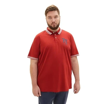 Abbildung von TOM TAILOR Herren 1039963 Basic Poloshirt mit Logo Print, 14302 velvet red, 5XL