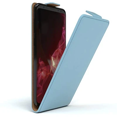 Abbildung von EAZY Case Hülle kompatibel mit Samsung Galaxy S9 Plus Flip Cover zum Aufklappen, Handyhülle aufklappbar, Schutz, Flipcover, Flipcase, Flipstyle vertikal klappbar, Kunstleder, Hell Blau