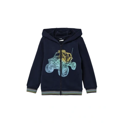 Abbildung von s.Oliver Kapuzen Sweatshirtjacke mit Frontprint Navy 128/134