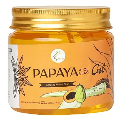 Abbildung von SVATV Papaya Aloe Vera Gel für Gesicht, Haare Faltenreduzierung Natürliche Hautpflege ein mit Feuchtigkeit versorgtes Gesicht 7,05 Unzen 0,44 Pfund