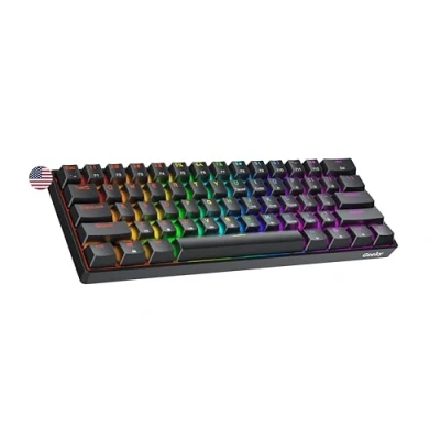 Abbildung von Geeky GK61 SE 60% Mechanische Gaming Tastatur 61 Tasten Multi Color RGB LED Hintergrundbeleuchtung für PC/Mac Gamer ANSI US Amerikanisches Layout (Schwarz, Mechanical Black)