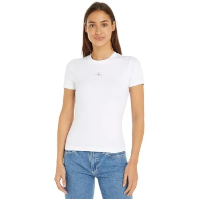 Abbildung von Calvin Klein Jeans Label Tshirt print, Damen, Größe: XXL, Bright white