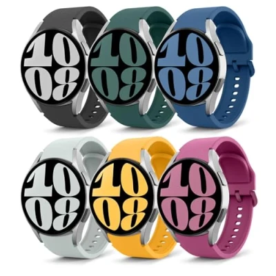 Abbildung von MoKo 6 Stück Armband Kompatibel mit Samsung Galaxy Watch 7 FE 5 4 40mm 44mm/Watch Classic 43mm 47mm/Watch Pro 45mm/Watch 42mm 46mm, Weiches Silikon Ersatzarmband, Mehrfarbig A