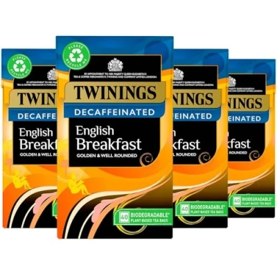 Abbildung von English Breakfast Decaffeinated Entkoffeinierter koffeinfreier englischer Schwarztee schwarzer Tee aus England 4X 40 Teebeutel importiert von Shestore24