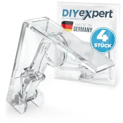 Abbildung von DIYexpert Tischdeckenklammern Transparent Made in Germany [4 Stück] Stabile Tischtuchklammern für Dicke Tische bis 45 mm Wetterfest &amp; rutschfest Tischklammern Garten, Balkon Innenbereich