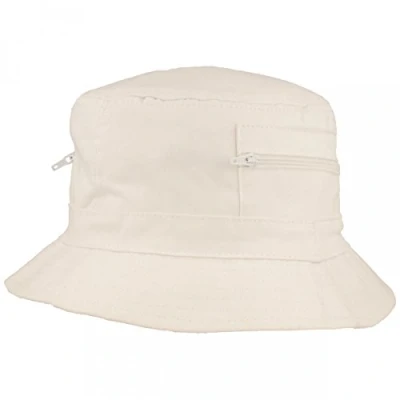 Abbildung von Breiter Fischer Hut Bucket Hat Sonnen aus 100% Baumwolle mit 2 integrierten Tasche Waschbar &amp; Faltbar Weiß Größe 59
