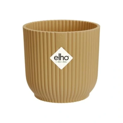 Abbildung von elho Vibes Fold Rund Mini 11 Pflanzentopf Blumentopf für Innen 100% recyceltem Plastik Ø 11.1 x H 10.5 cm Gelb/Buttergelb
