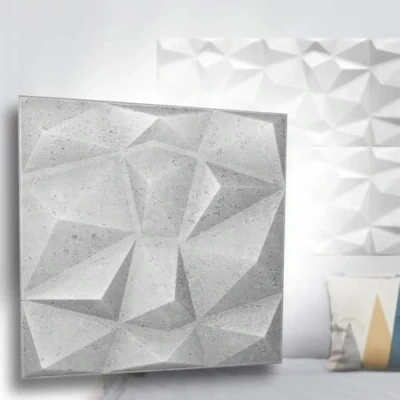 Abbildung von Eurodeco 3D Wandpaneele Wandverkleidung Paneele Dekoren Deckenpaneele Wanddeko Platten Wandtattoos aus Polystyrol XPS Styropor 50 x cm, 3 mm Stärke, Diamant Betonoptik, 48 Stück (12m²)