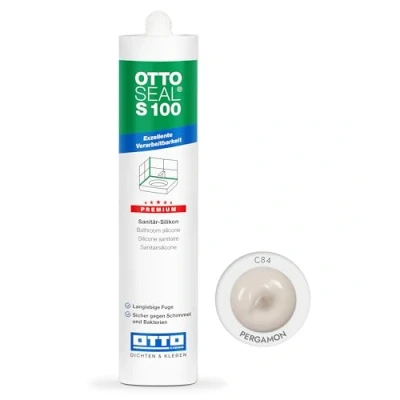 Abbildung von OTTOSEAL S 100 Premium Sanitär Silikon 300ml C84 pergamon Sicher gegen Schimmel &amp; Ideal für Bad, Küche Wohnbereich Hervorragend Glätt Modellierbar