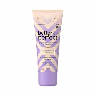 Abbildung von Eveline Cosmetics Better Than Perfect Foundation Leicht, Feuchtigkeitsspendend &amp; Strahlendes Finish mit Hyaluronsäure Pflanzenkollagen, 12 Stunden Halt, Vegan