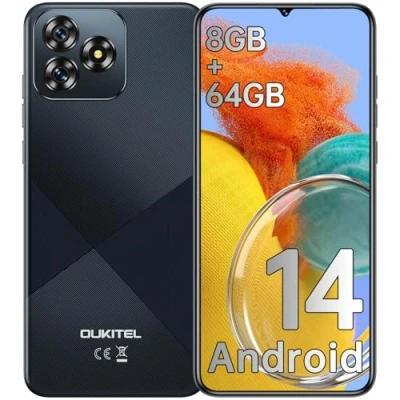 Abbildung von OUKITEL C53 Android 14 Smartphone Ohne Vertrag 8GB +64GB/1TB Handy Vertrag, Octa Core 6,6&quot; HD+ Smartphone, 13MP+5MP Kamera 4300mAh Handy, 4G Dual SIM Simlockfreie Handys, Gesicht, GPS, Schwarz