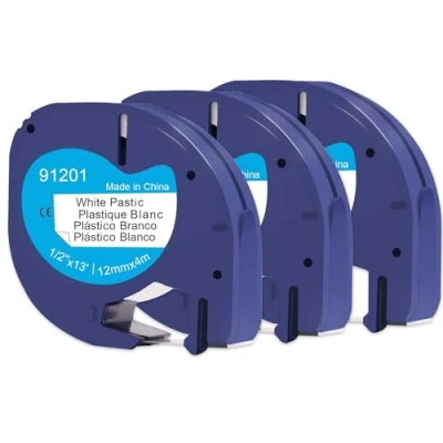 Abbildung von Doree 3pack Compatible Label Tape 91221 91201 S0721660 12mm x 4m Black on White for Dymo LT Printer 100T、LT 100H