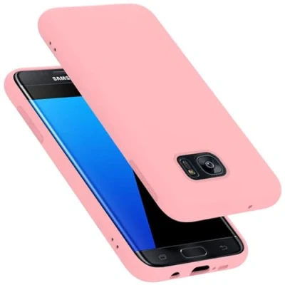 Abbildung von Cadorabo Hülle kompatibel mit Samsung Galaxy S7 Edge Silikon Handyhülle für Case aus flüssigem stoßfeste dünne TPU Schutzhülle Liquid PINK