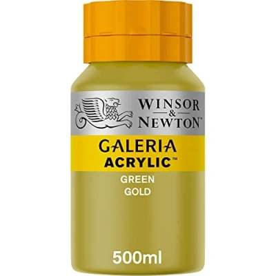 Abbildung von Winsor &amp; Newton 2150294 Galeria Acrylfarbe, hohe Pigmentierung, lichtecht, buttrige Konsistenz, 500 ml Topf Grüngold