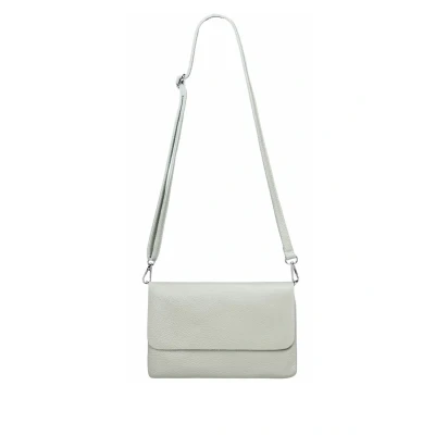 Abbildung von Caspar Elegante Leder Clutch Damen Umhängetasche Abendtasche mit verstellbarem Schultergurt CLASSIC LINE Modell No.835 Made in Italy, Farbe:hellgrau