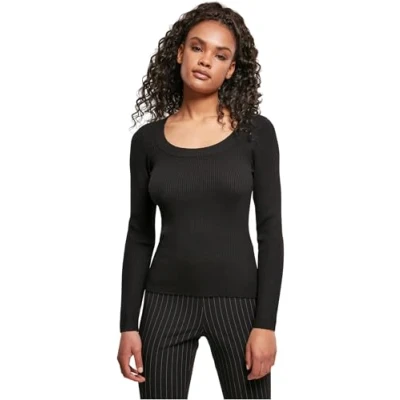 Abbildung von Urban Classics Damen Sweatshirt Ladies Wide Neckline Sweater Black M